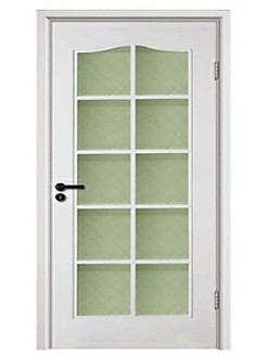 WHITE FRENCH-GLASS CANADIAN STANDARD HDF FLUSH DOOR